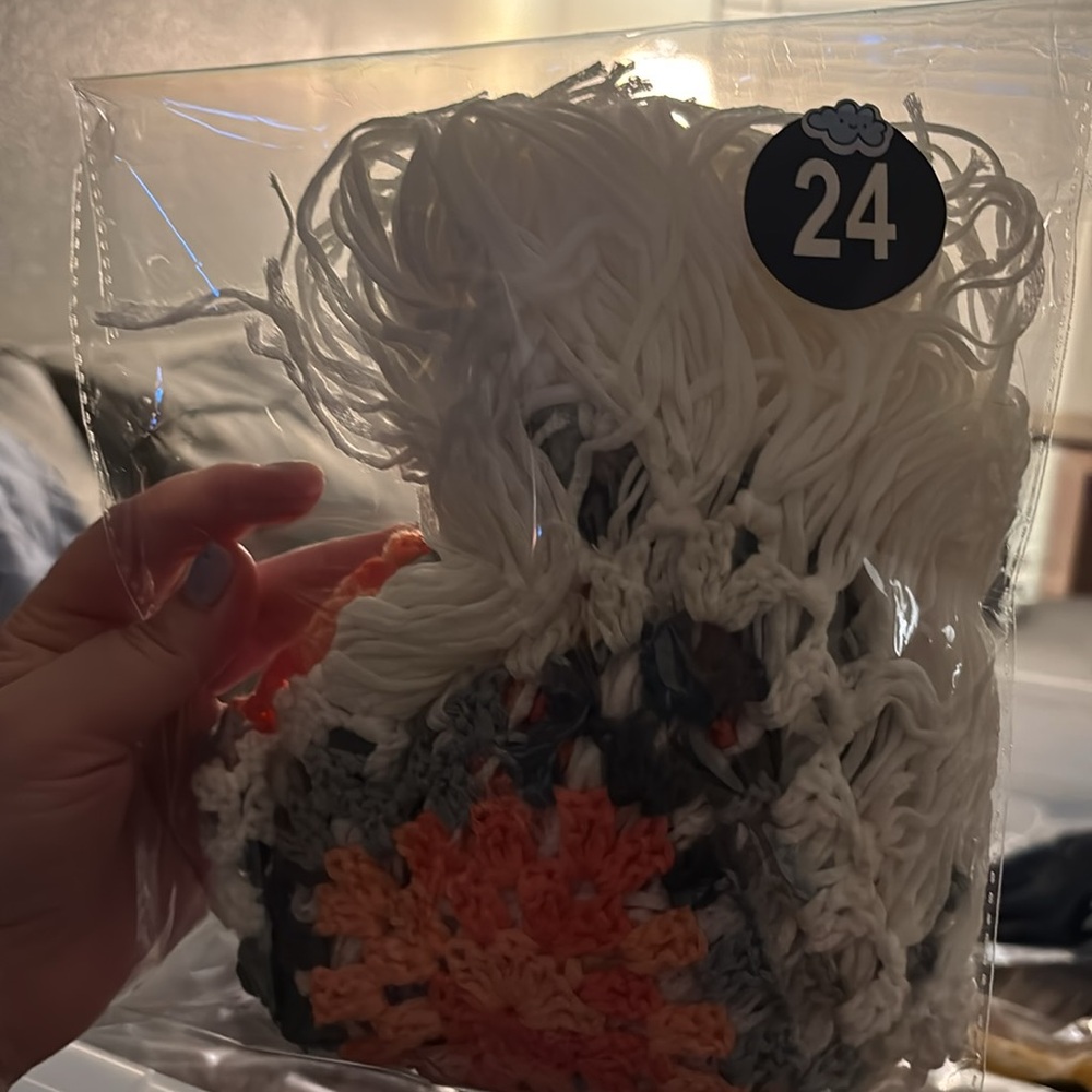 Handmade Crochet Fringe Boho Crop Top With Multicolor Diamond Pattern - Picture 9 of 9